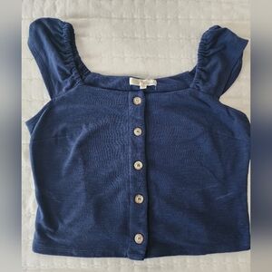 Rewind Navy Button-Up Blouse